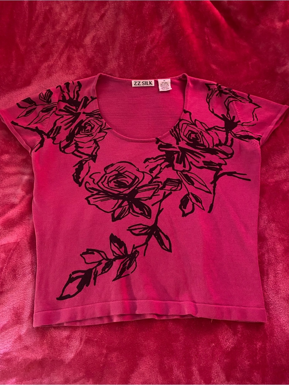 Pink Floral Scoop Neck Top
